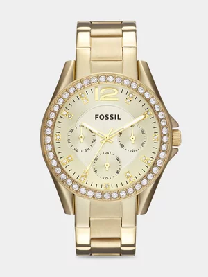 Fossil Riley Gold Plated Stainless Steel Multi-Dial Bracelet Watch