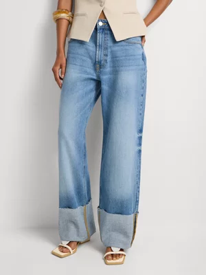 FF Denim Turn Up Wide Leg Jeans