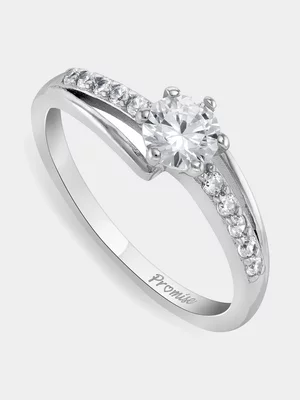 Sterling Silver Cubic Zirconia Women’s Embrace Promise Ring