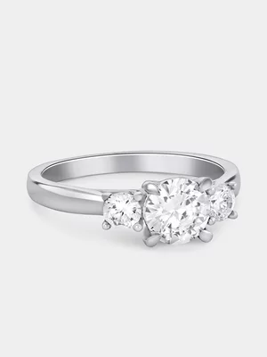 Sterling Silver Cubic Zirconia Classic Trilogy Ring