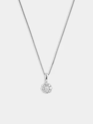 Sterling Silver Lab Grown Diamond Women’s Mini Cluster Pendant