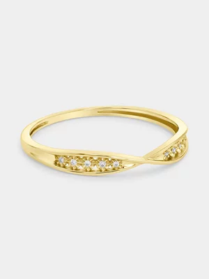 Yellow Gold 0.02ct Diamond Twist Ring