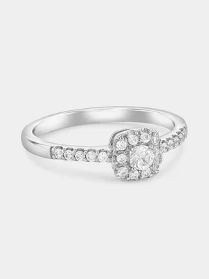 Sterling Silver 0.3ct Lab Grown Diamond Cushion Halo Ring