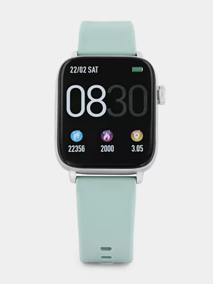 Tempo Pulse 7.0 Silver Plated Mint Green Silicone Smart Watch 