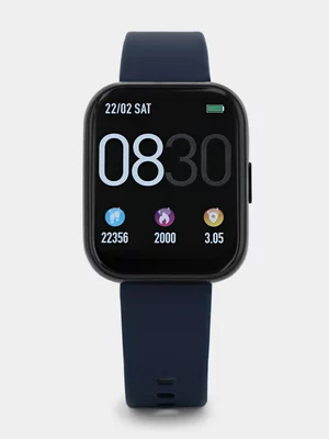 Tempo Pulse 8.0 Black Plated Blue Silicone Smart Watch 