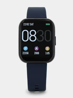 Tempo Pulse 8.0 Black Plated Blue Silicone Smart Watch 