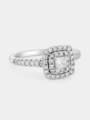White Gold 0.5ct Lab Grown Diamond Cushion Halo Ring