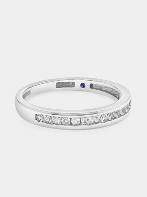 Sterling Silver Moissanite Channel Anniversary Ring 