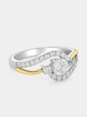 Yellow Gold & Sterling Silver Moissanite Trilogy Embrace Ring