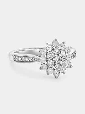 Sterling Silver Lab Grown Diamond Cluster Ring  