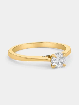 Yellow Gold 0.5ct Faint Blue Lab Grown Diamond Solitaire Ring 