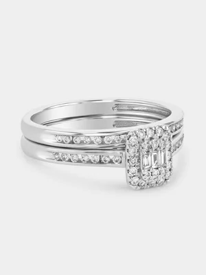 White Gold 0.3ct Lab Grown Diamond Cushion Halo Twinset Ring 