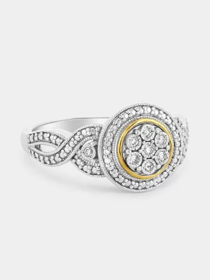 Yellow Gold & Sterling Silver Lab Grown Diamond Round Infinity Ring 