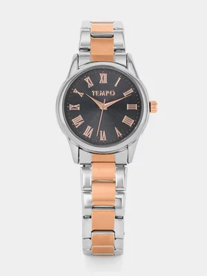 Tempo Rose Plated Smoky Dial Two-Tone Bracelet Watch 