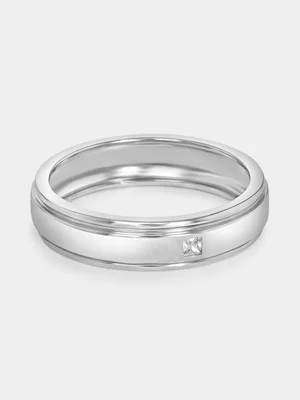 Sterling Silver Cubic Zirconia Pavé Solitaire Ring