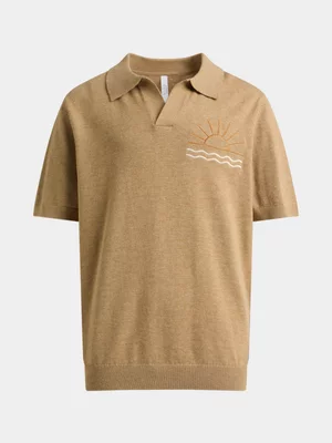 Exact Older Boy's Beige Collar Knit Top 
