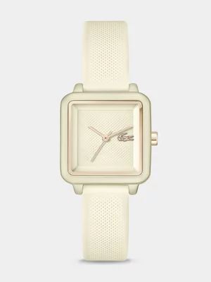 Lacoste.12.12 Flow Gold Plated Aluminium Cream Silicone Watch