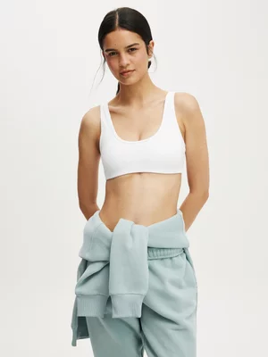 Women's Cotton On Active White Ultra Soft Low Back Crop Top