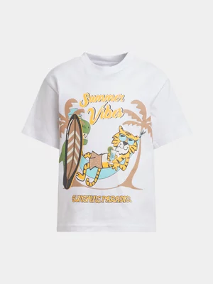 Exact Older Boy's White Graphic Print T-Shirt