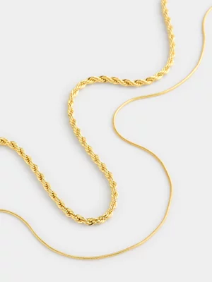 14ct Gold Plated Snake & Rope Chain Set    14ct Gold Plated Snake & Rope Chain Set    