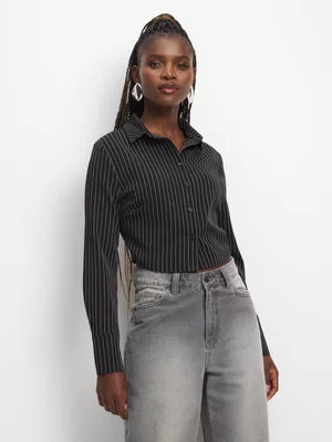The FIX Women's Black & White Cropped Shirt