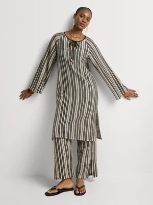 Openwork Stripe Tunic Dress