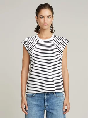 G-Star Women's Seam Detail Stripe Loose White T-Shirt