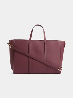 Jet Women's Burgundy Textured Structured Tote Bag