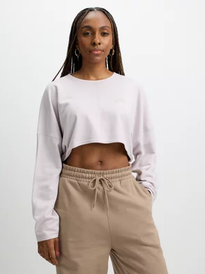 adidas Womens Yoga Long Sleeve Ice Purple Crop Crew Top