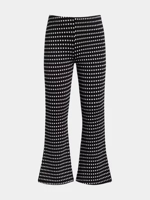 Jet Younger Girls Black And White Dots Wide Leg Pants