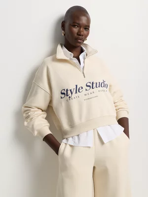 Co-Ord 1/4 Zip Graphic Print Fleece