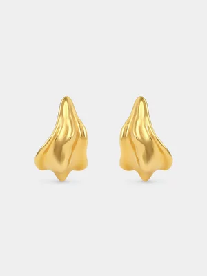 Yellow Gold Vermeil Organic Open Ended Hoop Earrings 