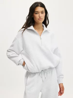 Women's Cotton On Active Grey Plush Half Zip Sweatshirt