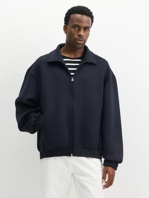 Exact Men's Navy Collared Bonded Soft Touch Bomber