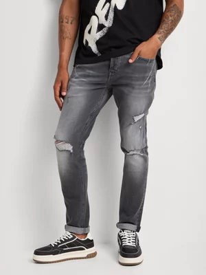 Relay Jeans Men's Skinny Rip & Repair Black Denim