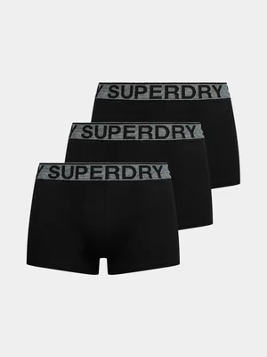 Men's Superdry Black 3 Pack Trunks 