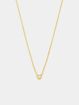 Yellow Gold Vermeil Lab Grown Diamond Round Bezel Pendant