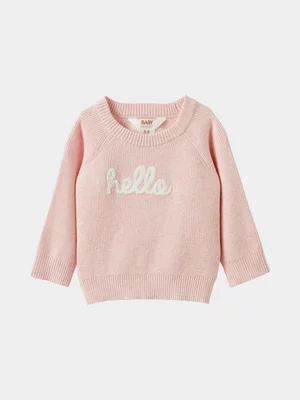 Cotton On Baby Pink Organic Raglan Knit Sweater