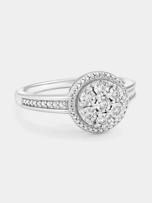 Sterling Silver Lab Grown Diamond Multi-Stone Round Halo Ring