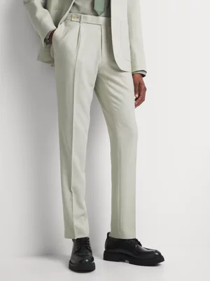 Markham Men's Slim Pleated Pale Green Trouser 