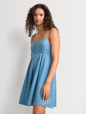 FF Denim Strappy Fit n Flare Dress