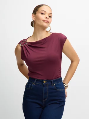 Jet Women's Burgundy Buckle Top