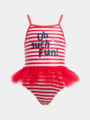 Jet Younger Girls Red Stripe Tutu Swimsuit
