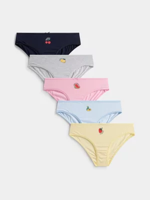 Jet Younger Girls 5-Pack Fruits Days of the Week Bikini Briefs