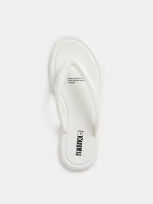 The FIX Women's White Flat Jelly Thong Sandal