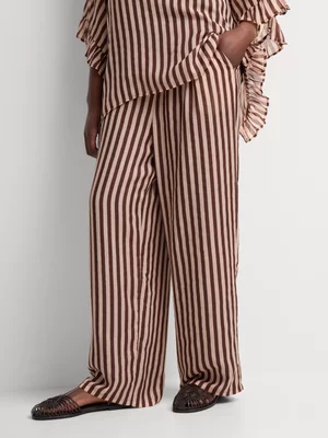 Sheer Stripe Wide Leg Pants