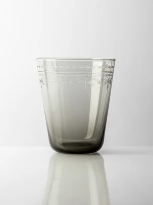 Lace Cut Out Detail Tumbler Glass 300ml Smoky 