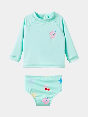 Cotton On Baby Blue Lila Rash Vest And Bottom Swim Set