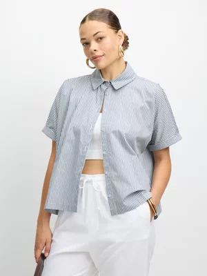 Jet Women's Grey Stripe Poplin Shirt