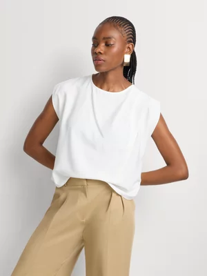 Pleated Satin Shell Top 